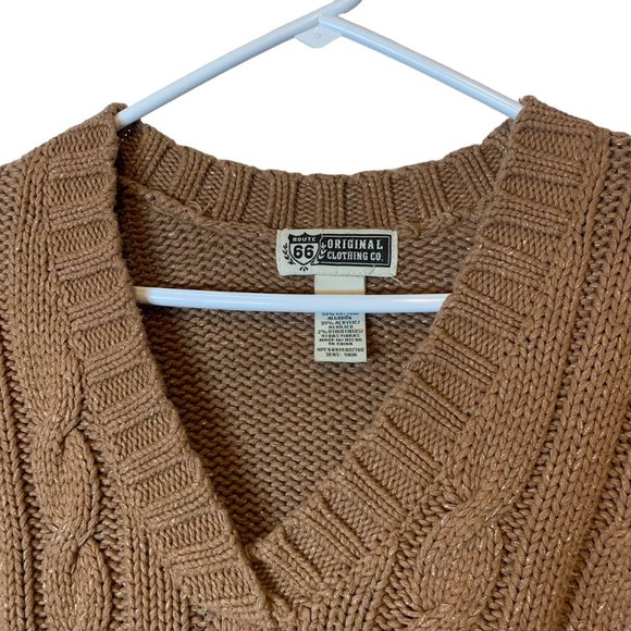 Route 66 Original Clothing Co. Sweater Womens Cable Knit V-Neck Pullover Large B - Picture 5 of 8